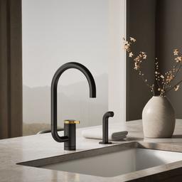 Components Single-handle kitchen sink faucet with two-function extended-reach spout and side sprayer - image 2