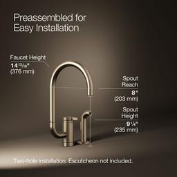 Components Single-handle kitchen sink faucet with two-function extended-reach spout and side sprayer - image 3