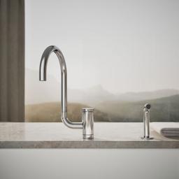 Components Single-handle kitchen sink faucet with two-function extended-reach spout and side sprayer - image 5