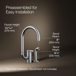 Components Single-handle kitchen sink faucet with two-function extended-reach spout and side sprayer - image 3