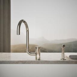 Components Single-handle kitchen sink faucet with two-function extended-reach spout and side sprayer - image 5