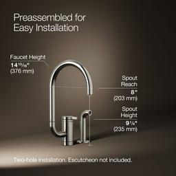 Components Single-handle kitchen sink faucet with two-function extended-reach spout and side sprayer - image 3