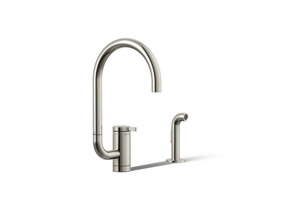 Components Single-handle kitchen sink faucet with two-function extended-reach spout and side sprayer by Kohler