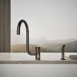 Components Single-handle kitchen sink faucet with two-function extended-reach spout and side sprayer - image 5