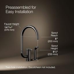 Components Single-handle kitchen sink faucet with two-function extended-reach spout and side sprayer - image 3