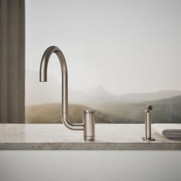 Components Single-handle kitchen sink faucet with two-function extended-reach spout and side sprayer - image 5