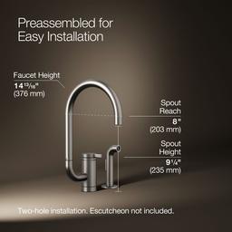 Components Single-handle kitchen sink faucet with two-function extended-reach spout and side sprayer - image 3