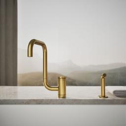 Components Single-handle kitchen sink faucet with two-function extended-reach spout and side sprayer - image 5