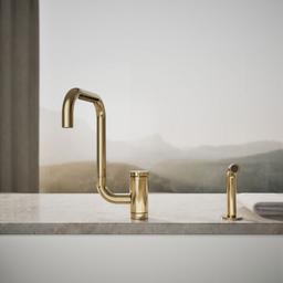 Components Single-handle kitchen sink faucet with two-function extended-reach spout and side sprayer - image 5