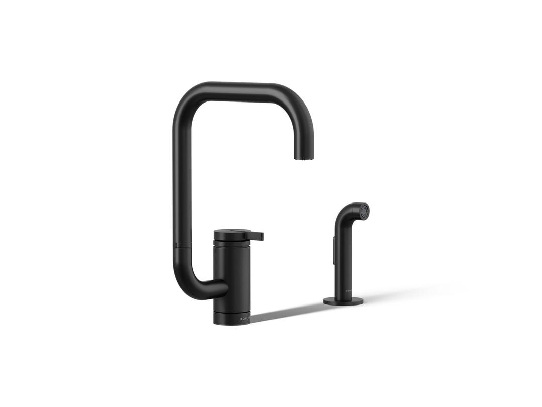 Components Single-handle kitchen sink faucet with two-function extended-reach spout and side sprayer by Kohler