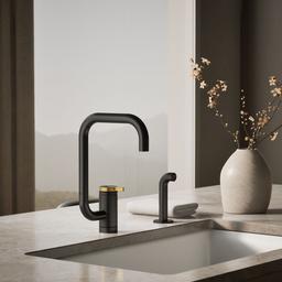 Components Single-handle kitchen sink faucet with two-function extended-reach spout and side sprayer - image 2