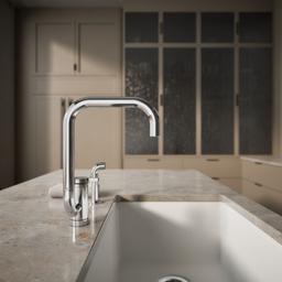 Components Single-handle kitchen sink faucet with two-function extended-reach spout and side sprayer - image 7