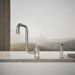Components Single-handle kitchen sink faucet with two-function extended-reach spout and side sprayer - image 5