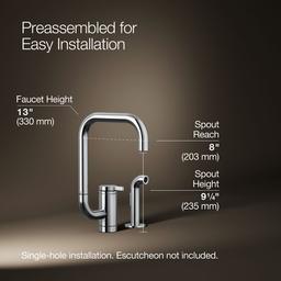 Components Single-handle kitchen sink faucet with two-function extended-reach spout and side sprayer - image 3