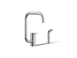 Components Single-handle kitchen sink faucet with two-function extended-reach spout and side sprayer - image 1