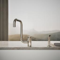 Components Single-handle kitchen sink faucet with two-function extended-reach spout and side sprayer - image 5