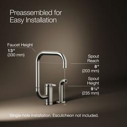 Components Single-handle kitchen sink faucet with two-function extended-reach spout and side sprayer - image 3