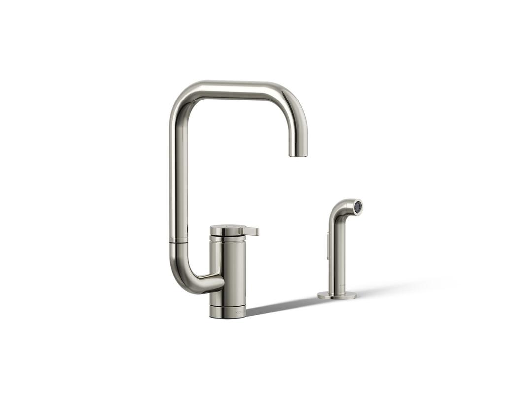 Components Single-handle kitchen sink faucet with two-function extended-reach spout and side sprayer by Kohler