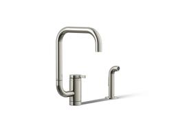 Components Single-handle kitchen sink faucet with two-function extended-reach spout and side sprayer - image 1