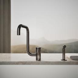 Components Single-handle kitchen sink faucet with two-function extended-reach spout and side sprayer - image 5