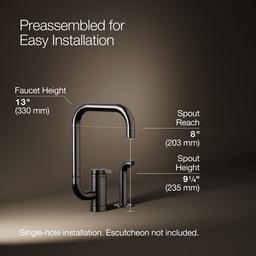 Components Single-handle kitchen sink faucet with two-function extended-reach spout and side sprayer - image 3