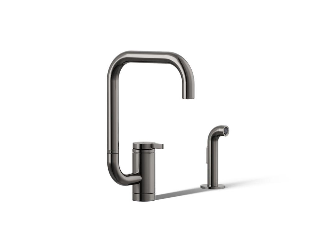 Components Single-handle kitchen sink faucet with two-function extended-reach spout and side sprayer by Kohler