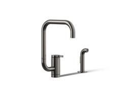 Components Single-handle kitchen sink faucet with two-function extended-reach spout and side sprayer - image 1