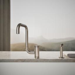 Components Single-handle kitchen sink faucet with two-function extended-reach spout and side sprayer - image 5