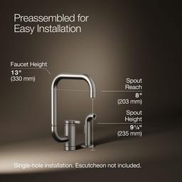 Components Single-handle kitchen sink faucet with two-function extended-reach spout and side sprayer - image 3