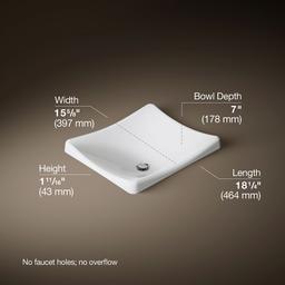 DemiLav 18-1/4'' rectangular vessel bathroom sink, no overflow - image 3