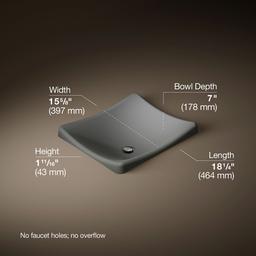 DemiLav 18-1/4'' rectangular vessel bathroom sink, no overflow - image 3