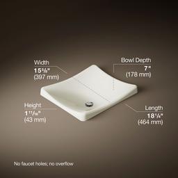 DemiLav 18-1/4'' rectangular vessel bathroom sink, no overflow - image 3