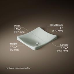 DemiLav 18-1/4'' rectangular vessel bathroom sink, no overflow - image 3