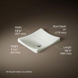 DemiLav 18-1/4'' rectangular vessel bathroom sink, no overflow - image 3