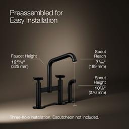 BilletE Two-hole bridge kitchen sink faucet with side sprayer - image 3