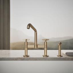 BilletE Two-hole bridge kitchen sink faucet with side sprayer - image 5