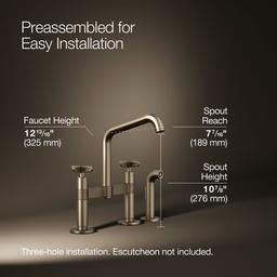 BilletE Two-hole bridge kitchen sink faucet with side sprayer - image 3