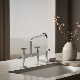 BilletE Two-hole bridge kitchen sink faucet with side sprayer - image 2