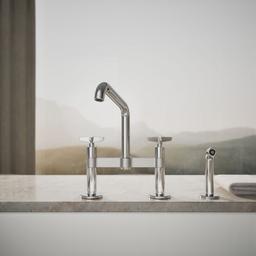BilletE Two-hole bridge kitchen sink faucet with side sprayer - image 5