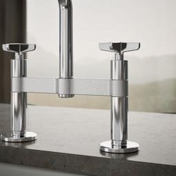 BilletE Two-hole bridge kitchen sink faucet with side sprayer - image 6