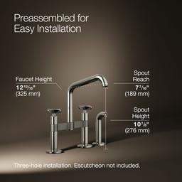 BilletE Two-hole bridge kitchen sink faucet with side sprayer - image 3