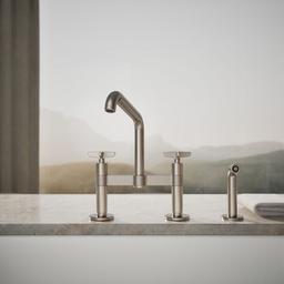 BilletE Two-hole bridge kitchen sink faucet with side sprayer - image 5