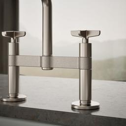 BilletE Two-hole bridge kitchen sink faucet with side sprayer - image 6