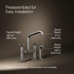 BilletE Two-hole bridge kitchen sink faucet with side sprayer - image 3