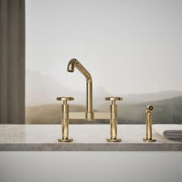 BilletE Two-hole bridge kitchen sink faucet with side sprayer - image 5