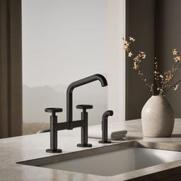 BilletE Two-hole bridge kitchen sink faucet with side sprayer - image 2