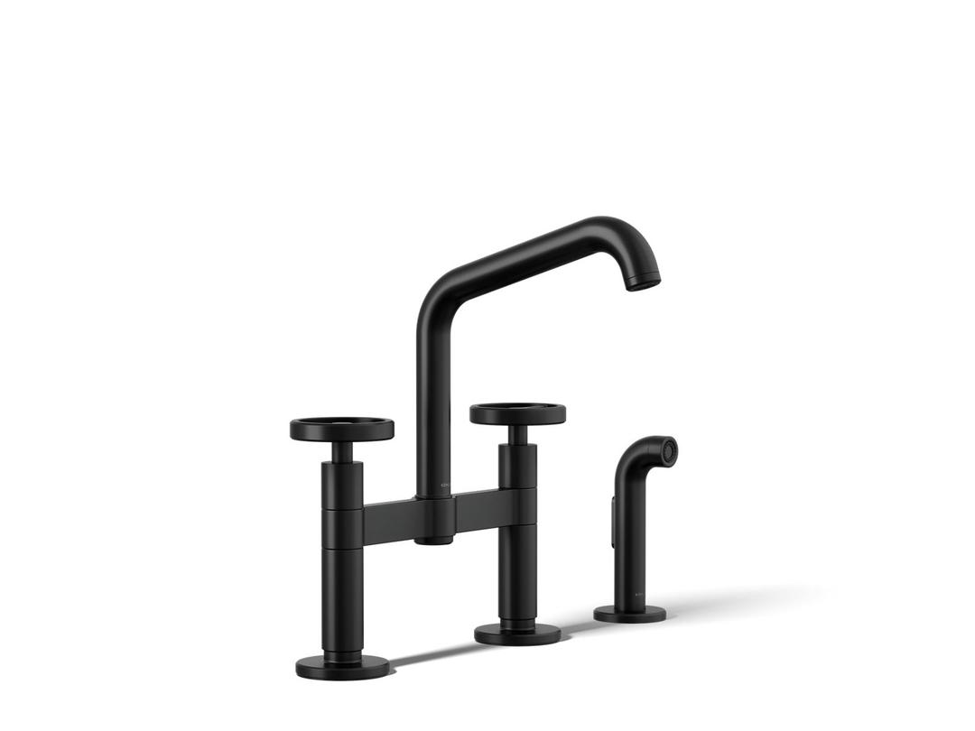 BilletE Two-hole bridge kitchen sink faucet with side sprayer by Kohler