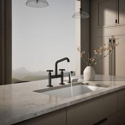 BilletE Two-hole bridge kitchen sink faucet with side sprayer - image 4