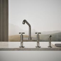 BilletE Two-hole bridge kitchen sink faucet with side sprayer - image 5
