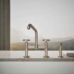 BilletE Two-hole bridge kitchen sink faucet with side sprayer - image 5